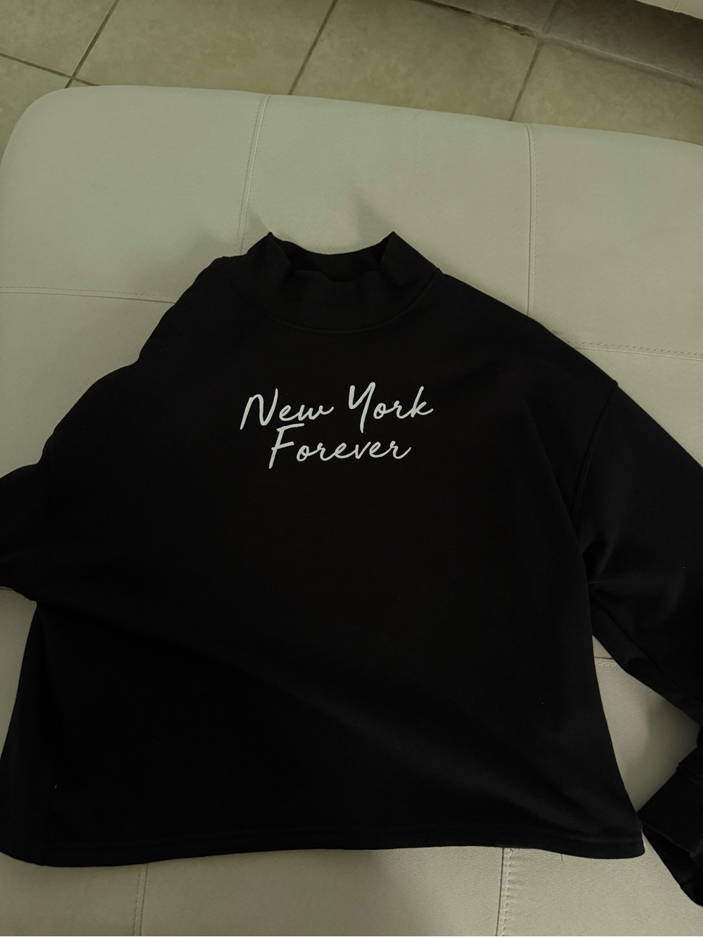 Zara Black Mock-Neck Sweater with White Script